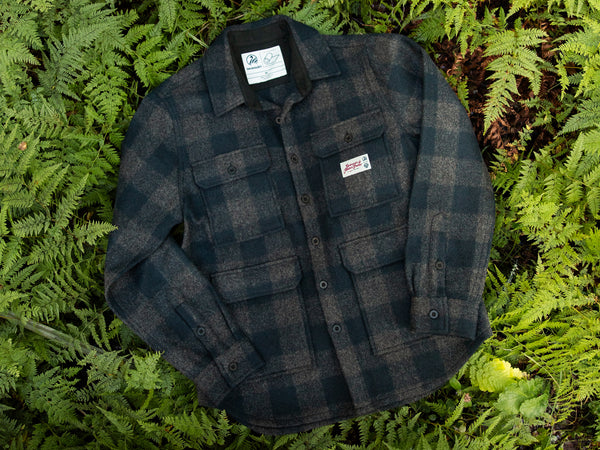 Wool Camp Shacket - Coal Check - By Feldon Shelter & Swanndri