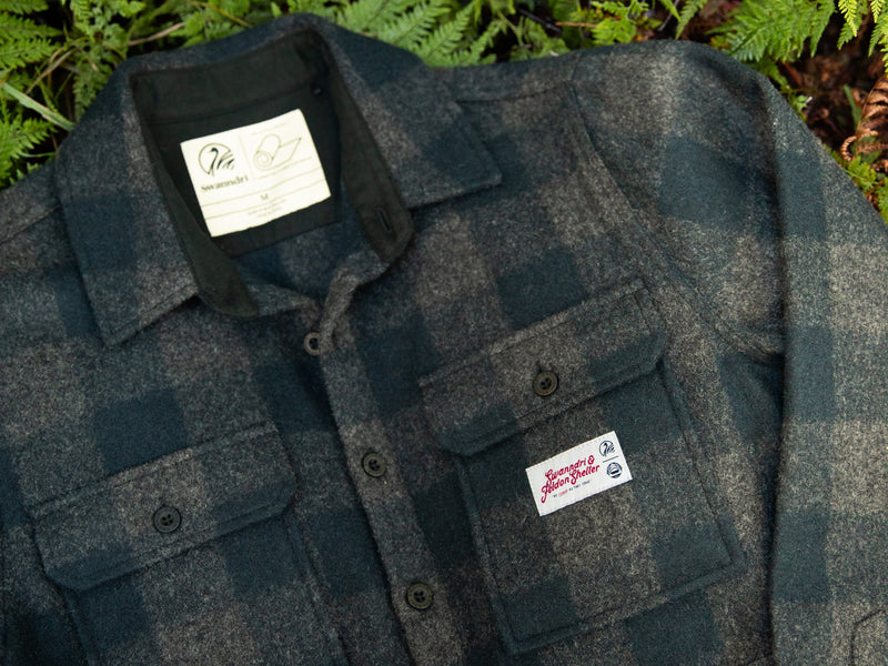 Wool Camp Shacket - Coal Check - By Feldon Shelter & Swanndri