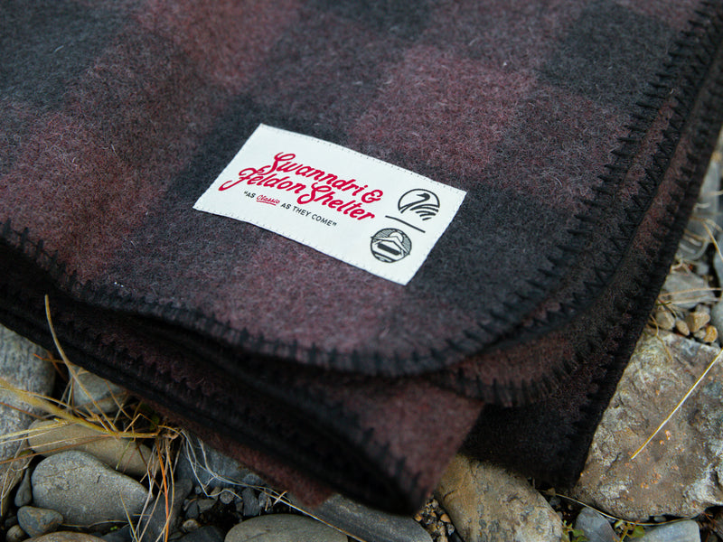 Wool Camp Blanket - Plum Check - By Feldon Shelter & Swanndri