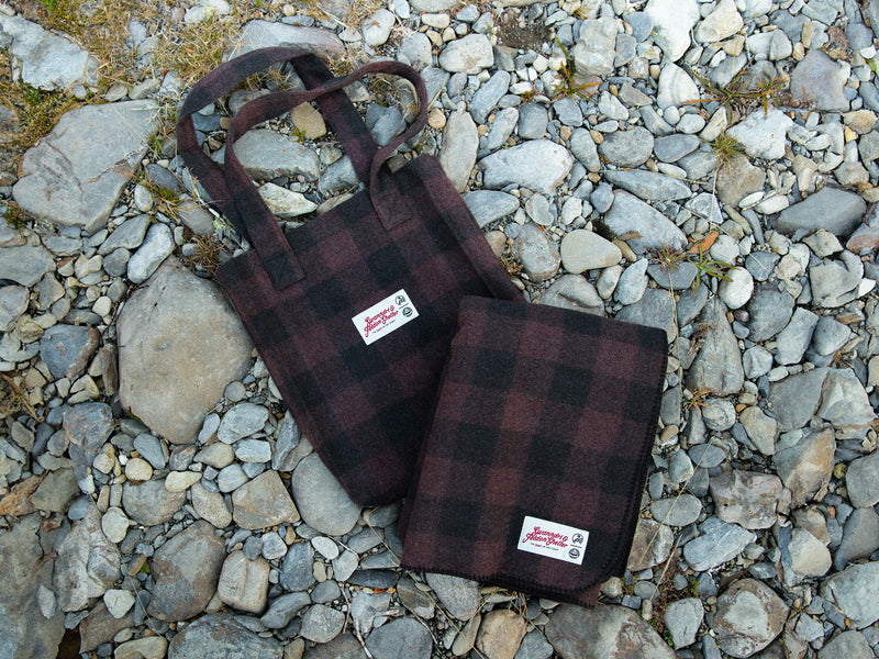 Wool Camp Blanket - Plum Check - By Feldon Shelter & Swanndri