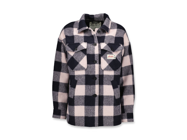 Womens Wool Camp Shacket - Rose Check - By Feldon Shelter & Swanndri