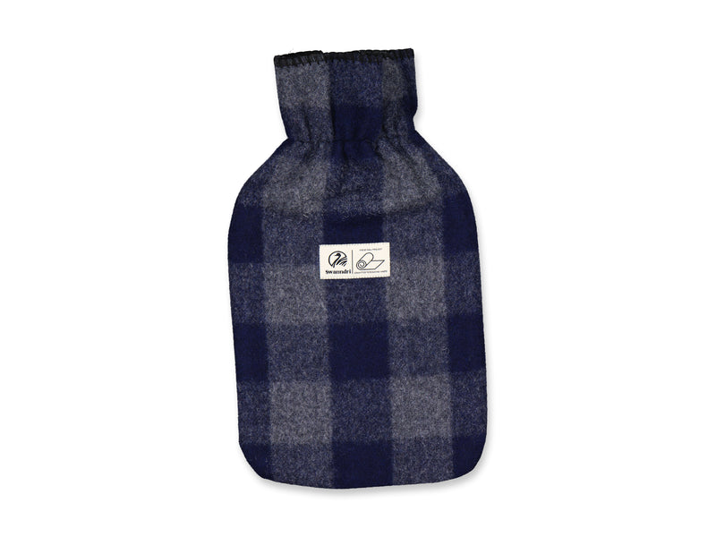 Hot Water Bottle - Grey Blue Check - By Feldon Shelter & Swanndri